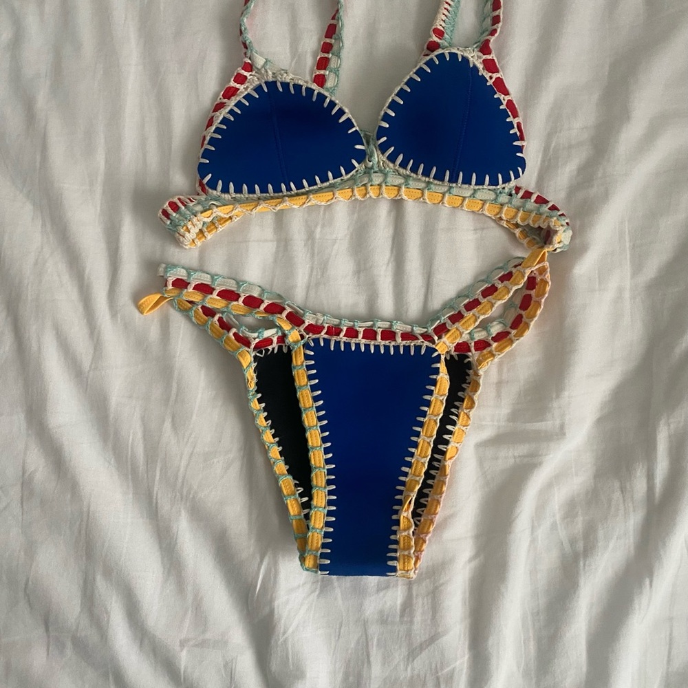 Colorful Crochet Trim REVERSIBLE Bikini Set